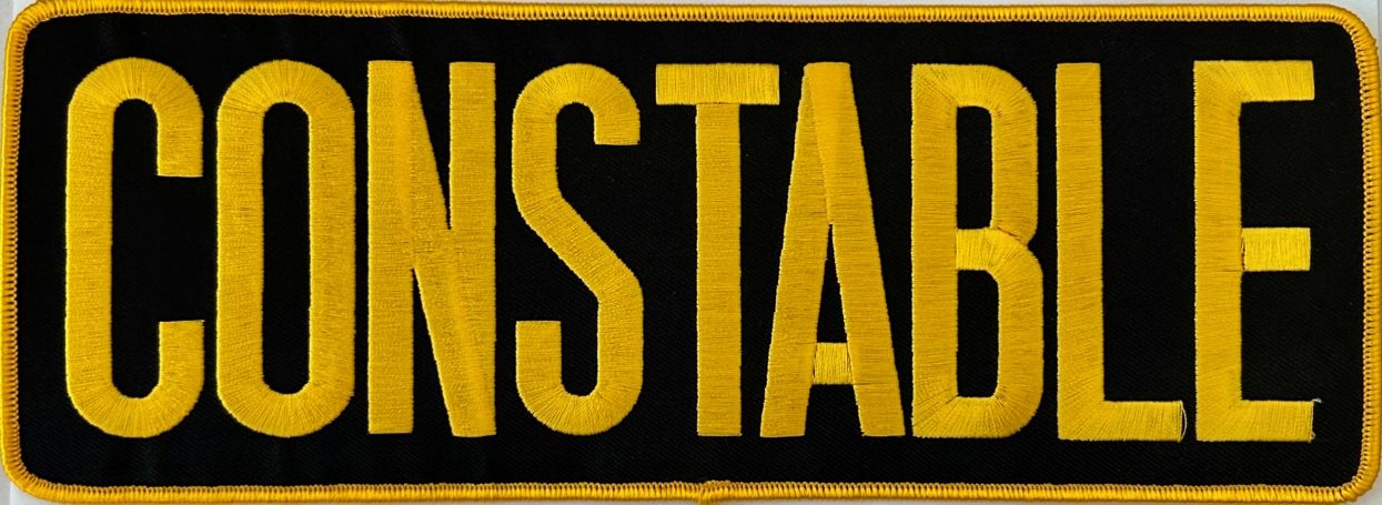 CONSTABLE BACK PATCH - DARK GOLD on BLACK - SEW ON.